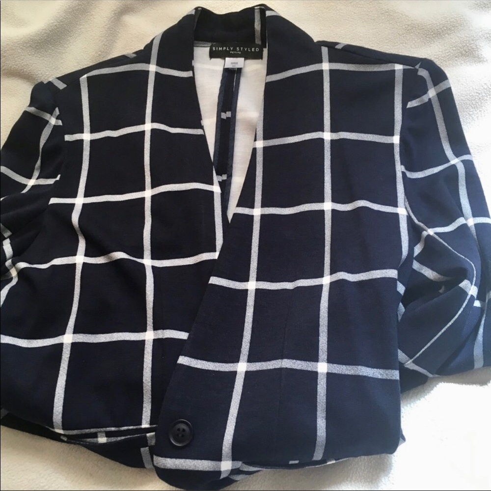 Simply Styled Navy Patterned Blazer Size MP